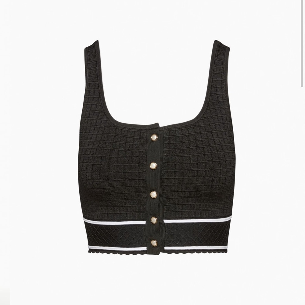 Aritzia Babaton Sculpt Knit Tank Top Button Up Crop Top Style - XS